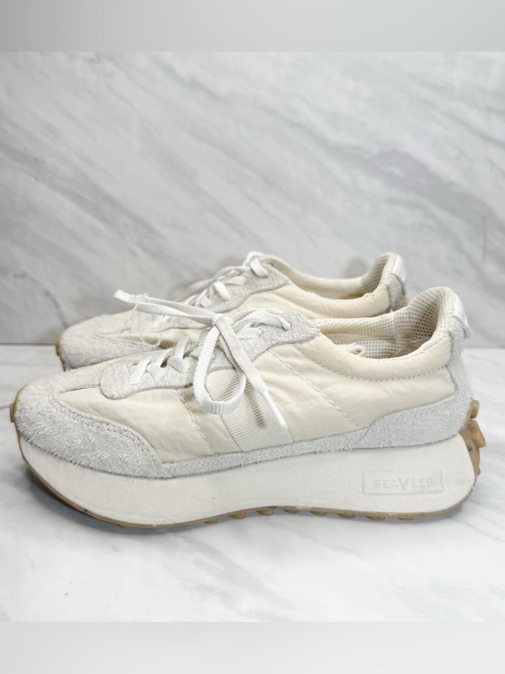 SeaVees Acorn Trainers Cream and White Platform Sneakers 6